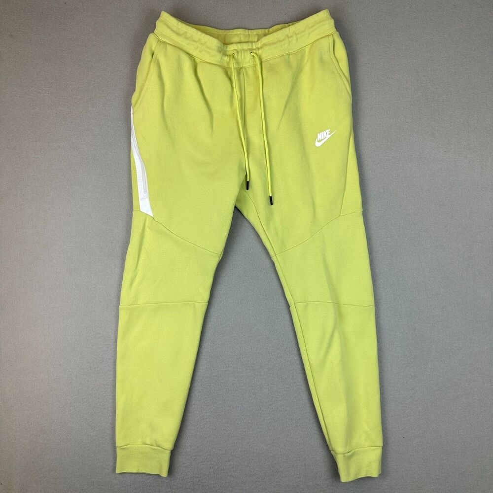 Nike Mens Medium Sportswear Tech Fleece Jogger Pants Limelight White 805162-367